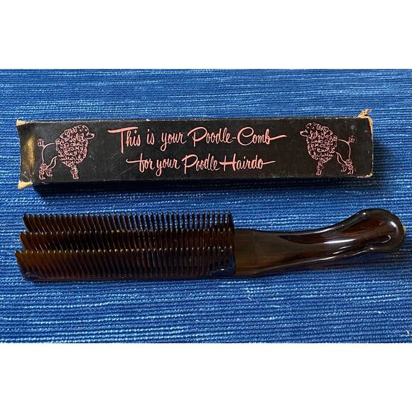 Rare VTG 1960's Iris Edwards New York South Gate CA Poodle Hair Comb Brush Box - Picture 1 of 2